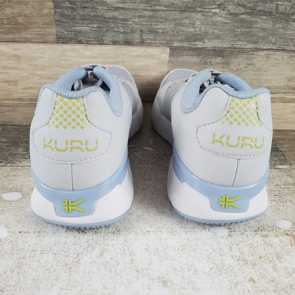 Kuru Quantum 2.0 Womens Shoes Sz 7 M Running Dove Gray Pale Lime Lace Up Sneaker